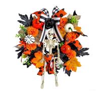 cmDFGJKey Ghirlande di Halloween, Witch Hat Wreath Halloween Decoration with Dead Branches And Skulls