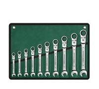 cmDFGJKey Set di chiavi, Flex Head Ratcheting Wrench Set,Combination Ended Spanner Kits(Green,10pcs)