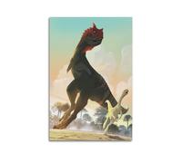 CMHONLY Poster artistico da parete con dinosauro carnivoro che insegue e corre, decorazione artistica da parete moderna su tela, 40 x 60 cm, senza cornice