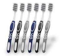 CMHX Spazzolini da denti con setole a spirale da rugby, medie, per uomo e adulto, setole dure, extra pulite, con manico ergonomico, confezione da 6