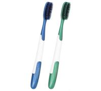 CMHX Spazzolino da denti con filo interdentale extra morbido, manuale e morbido, per adulti, ultra pulito, ideale per denti e gengive sensibili, testa lunga e grande, 2 pezzi, verde e blu