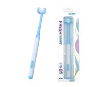 CMHX Spazzolino da denti per autismo a 3 lati con tre setole per esigenze speciali, setole morbide e delicate per la cura completa di denti e gengive (blu, 1 pezzo)