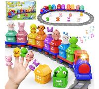 Cmiolacuna 1 Set di treno elettrico giocattoli per bambini piccoli 3 4 5 6 anni con tracce luci musicali, giocattoli di apprendimento con 8 animali, regali di compleanno per bambini