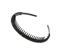 Cmis Kbei 2 cerchietti per capelli con strass antiscivolo di lusso, da donna, elastici per capelli, per donne, accessori per capelli lucidi (nero)