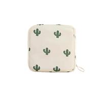 Cmis Kbei 3 Pz Donne Tovagliolo Sanitario Tampon Sacchetto di Immagazzinaggio Portatile Impermeabile Organizer Pouch Cartoon Pattern Sacchetto Tovagliolo Sanitario, Cactus Beige, Taglia unica