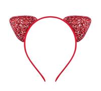 Cmis Kbei Cerchietto per capelli con orecchie di gatto glitterate, per ragazze e donne, in metallo lucido, accessorio per capelli per tutti i giorni (B)