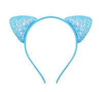 Cmis Kbei Cerchietto per capelli con orecchie di gatto glitterate, per ragazze e donne, in metallo lucido, accessori per capelli per tutti i giorni (I)