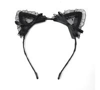 Cmis Kbei Cerchietto sexy da donna con orecchie di gatto nero, lunetta in pizzo alla moda, accessorio per capelli per cosplay, feste di compleanno (stile 05)