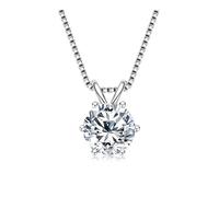 Cmis Kbei Ciondolo rotondo in argento 925 con diamanti moissanite da 0,5 a 5,0 carati da donna, gioielli di fidanzamento e matrimonio, talla única, Agata