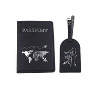 Cmis Kbei Custodia per passaporto da viaggio in pelle sintetica con stampa a lettere per bagagli, valigie, ID e indirizzo, etichetta per imbarco bagagli, H, Taglia unica