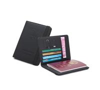 Cmis Kbei Custodia per passaporto in pelle con fascia elastica da viaggio porta passaporto portafoglio uomo donna passaporti carta documento copertina, Nero , Taglia unica