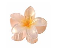 Cmis Kbei Forcine per capelli da donna, 4 pezzi, 8 cm, grandi, perlescenti, sfumate, in acrilico, con fiore di plumeria, accessorio per capelli da donna (arancione)