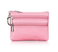 Cmis Kbei Moda Donne Del Cuoio Del Raccoglitore Frizione Uno/Due Zip Femminile Breve Piccola Borsa Della Moneta Design Morbido Mini, 2 Zip-rosa, Taglia unica
