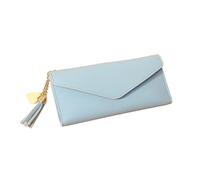 Cmis Kbei Moda Donne Portafogli Semplice Cerniera Borse Nero Bianco Grigio Rosso Sezione Lunga Frizione Portafoglio Morbido PU Leather Money Bag, Blu 1, Taglia unica