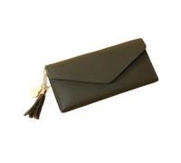 Cmis Kbei Moda Donne Portafogli Semplice Cerniera Borse Nero Bianco Grigio Rosso Sezione Lunga Frizione Portafoglio Morbido PU Leather Money Bag, Verde scuro 1., Taglia unica