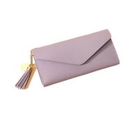 Cmis Kbei Moda Donne Portafogli Semplice Cerniera Borse Nero Bianco Grigio Rosso Sezione Lunga Frizione Portafoglio Morbido PU Leather Money Bag, Viola 1., Taglia unica