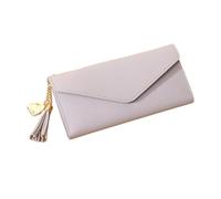 Cmis Kbei Moda Donne Portafogli Semplice Cerniera Borse Nero Bianco Grigio Rosso Sezione Lunga Frizione Portafoglio Morbido PU Leather Money Bag, Grigio 1, Taglia unica