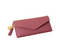 Cmis Kbei Moda Donne Portafogli Semplice Cerniera Borse Nero Bianco Grigio Rosso Sezione Lunga Frizione Portafoglio Morbido PU Leather Money Bag, Rosa Scuro 1, Taglia unica