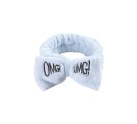 Cmis Kbei OMG Fasce per capelli con fiocco con lettera versatili, per ragazze e donne, per lavare il viso, turbante morbido, fasce elastiche per capelli, in pile corallo, accessorio per il trucco (4)