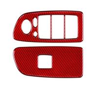 CMJAHU Misura for BM///W Serie 1 E81 E82 E87 E88 2008-2013 Auto Porta Alzacristallo Elettrico Interruttore Telaio Trim Accessori Reale Adesivo In Fibra di Carbonio(Red B)
