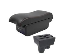 CMJAHU Misura for R-e-n-a-u-l-t Duster Box Bracciolo Dacia Duster Center Console 2019-2023 Auto Interni Scatola di Immagazzinaggio Accessori In Pelle(B1 Black red 3 USB)