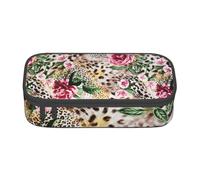CMJSGG Animale tigre stampa leopardo fiore rosa stampato, Astuccio per matite, Astuccio per matite Astuccio per penne a matita di grande capacità Borsa per cosmetici