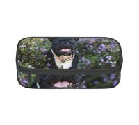 CMJSGG Bulldog francese si trova nel design dei fiori, Astuccio per matite, Astuccio per matite Astuccio per penne a matita di grande capacità Borsa per cosmetici