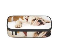 CMJSGG Bulldog inglese Fotografia di Bulldog triste e stanco con crema marrone, Astuccio per matite, Astuccio per matite Astuccio per penne a matita di grande capacità Borsa per cosmetici