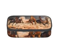 CMJSGG Cavalli marroni al galoppo nel deserto stampati, Astuccio per matite, Astuccio per matite Astuccio per penne a matita di grande capacità Borsa per cosmetici