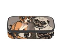 CMJSGG Chihuahua Bulldog carino carlino cane animale domestico amici cucciolo beige, Astuccio per matite, Astuccio per matite Astuccio per penne a matita di grande capacità Borsa per cosmetici
