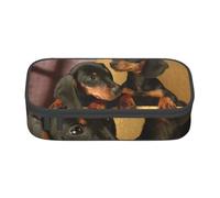 CMJSGG Cuccioli di bassotto Animali domestici Cani Piccolo bassotto, Astuccio per matite, Astuccio per matite Astuccio per penne a matita di grande capacità Borsa per cosmetici