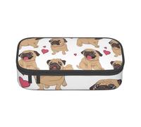 CMJSGG Cuccioli di carlini divertenti cartoni animati, Astuccio per matite, Astuccio per matite Astuccio per penne a matita di grande capacità Borsa per cosmetici