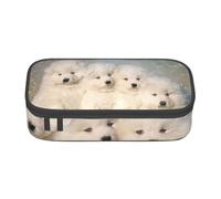CMJSGG Cuccioli Samoiedo Cani Bianchi Famiglia Piccolo Samoiedo, Astuccio per matite, Astuccio per matite Astuccio per penne a matita di grande capacità Borsa per cosmetici