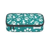 CMJSGG Cucciolo con stampa zampa di cane bianco verde acqua blu, Astuccio per matite, Astuccio per matite Astuccio per penne a matita di grande capacità Borsa per cosmetici