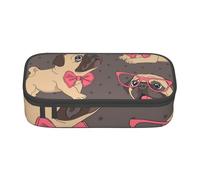 CMJSGG Cucciolo Di Carlino Cartone Animato In Un Bicchiere E In Un Papillon, Astuccio per matite, Astuccio per matite Astuccio per penne a matita di grande capacità Borsa per cosmetici