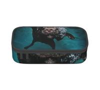 CMJSGG Divertente cane nero Labrador Retriever che nuota con il volto espressivo, Astuccio per matite, Astuccio per matite Astuccio per penne a matita di grande capacità Borsa per cosmetici