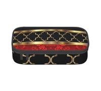 CMJSGG Elegante motivo quadrifoglio rosso nero e oro, Astuccio per matite, Astuccio per matite Astuccio per penne a matita di grande capacità Borsa per cosmetici