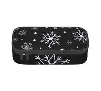 CMJSGG Fiocco di neve di Natale nero inverno, Astuccio per matite, Astuccio per matite Astuccio per penne a matita di grande capacità Borsa per cosmetici