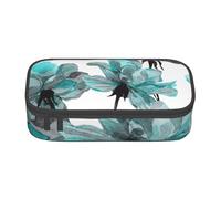 CMJSGG Fiore blu floreale Teal Rose acquerello, Astuccio per matite, Astuccio per matite Astuccio per penne a matita di grande capacità Borsa per cosmetici