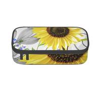 CMJSGG Fiori blu dei girasoli gialli dell'acquerello, Astuccio per matite, Astuccio per matite Astuccio per penne a matita di grande capacità Borsa per cosmetici