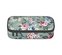 CMJSGG Fiori Di Rosa Su Sfondo Verde, Astuccio per matite, Astuccio per matite Astuccio per penne a matita di grande capacità Borsa per cosmetici