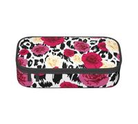 CMJSGG Fiori leopardati colorati, Astuccio per matite, Astuccio per matite Astuccio per penne a matita di grande capacità Borsa per cosmetici
