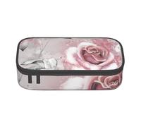 CMJSGG Fiori rosa acquerello floreale rosa grigio foglie Splash, Astuccio per matite, Astuccio per matite Astuccio per penne a matita di grande capacità Borsa per cosmetici