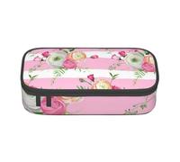 CMJSGG Fiori Strisce Rosa, Astuccio per matite, Astuccio per matite Astuccio per penne a matita di grande capacità Borsa per cosmetici