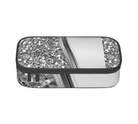 CMJSGG Glam Bling argento finto glitter, Astuccio per matite, Astuccio per matite Astuccio per penne a matita di grande capacità Borsa per cosmetici