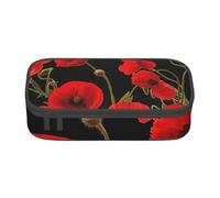 CMJSGG Il papavero rosso fiorisce il nero astratto floreale variopinto, Astuccio per matite, Astuccio per matite Astuccio per penne a matita di grande capacità Borsa per cosmetici