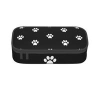CMJSGG Impronte di cane bianco su sfondo nero, Astuccio per matite, Astuccio per matite Astuccio per penne a matita di grande capacità Borsa per cosmetici