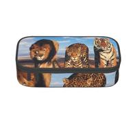 CMJSGG Leone, leopardo e tigre combattono per il cibo stampato, Astuccio per matite, Astuccio per matite Astuccio per penne a matita di grande capacità Borsa per cosmetici