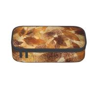 CMJSGG Lino autunnale marrone beige con foglie dorate, Astuccio per matite, Astuccio per matite Astuccio per penne a matita di grande capacità Borsa per cosmetici