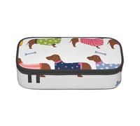 CMJSGG Maglione modello animale domestico di razza di cane con cappotto rosso bassotto, Astuccio per matite, Astuccio per matite Astuccio per penne a matita di grande capacità Borsa per cosmetici